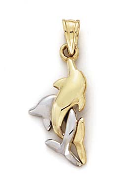 
14k Two-Tone Gold Wrapped Dolphins Pendant
