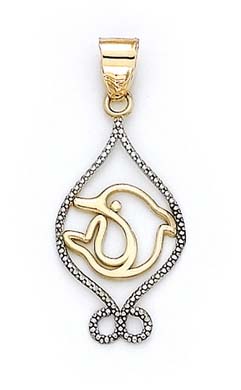 
14k Two-Tone Gold Dolphin Pendant
