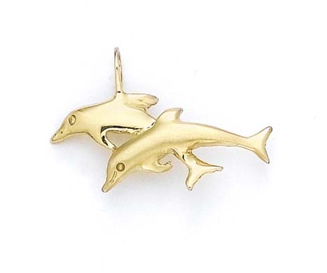 
14k Yellow Gold Double Jumping Dolphins Pendant
