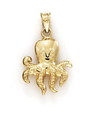 
14k Yellow Gold Octopus Moveable Bail Pendant
