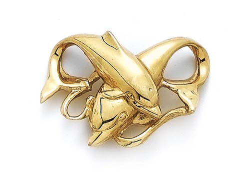 
14k Yellow Gold Double Dolphin Slide
