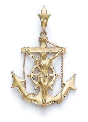 
14k Yellow Gold Anchor Jesus Pendant
