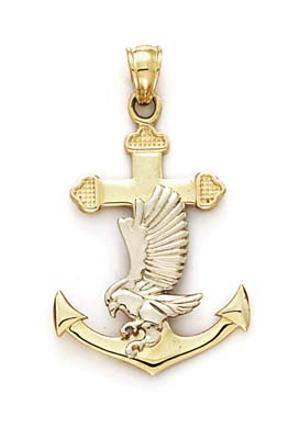 
14k Two-Tone Gold Anchor and Eagle Pendant
