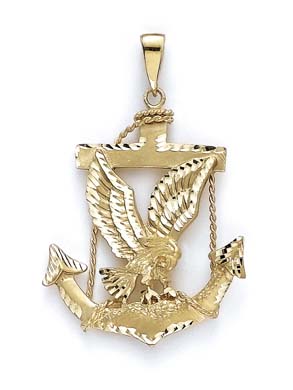 
14k Yellow Gold Anchor Eagle Pendant
