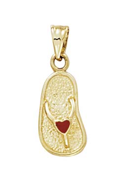 
14k Yellow Gold Enamel Heart Sandal Pendant
