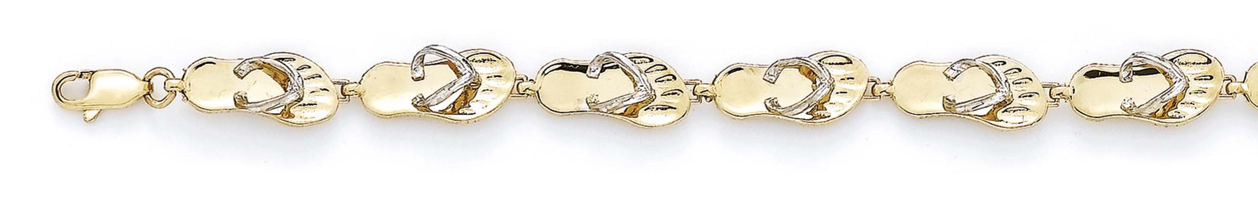 
14k Two-Tone Gold Flip-Flop 7.25 Inch Bracelet

