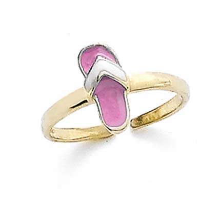 
14k Yellow Gold Pink Flip-Flop Toe Ring
