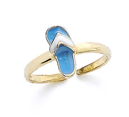 
14k Yellow Gold Simulated Turquoise Flip-Flop Toe Ring
