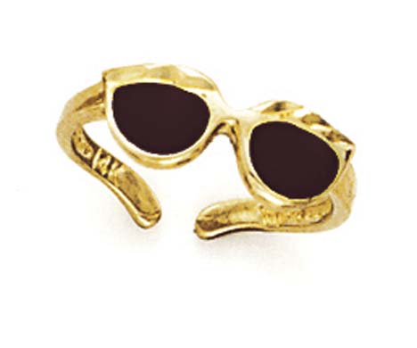 
14k Yellow Gold Black Enamel Sunglasses Toe Ring
