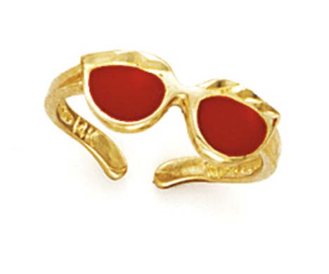 
14k Yellow Gold Red Enamel Sunglasses Toe Ring
