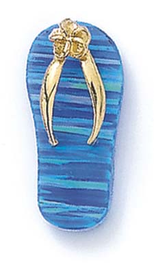 
14k Yellow Gold Blue Simulated Opal Flip-Flop Pendant
