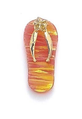 
14k Yellow Gold Orange Simulated Opal Flip-Flop Pendant
