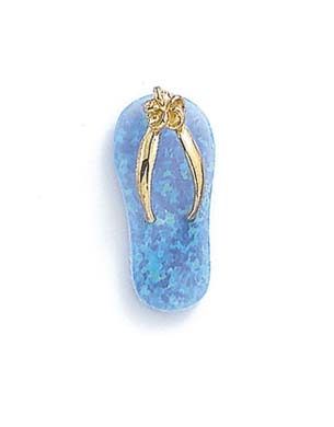 
14k Light Blue Simulated Opal Flip-Flop Pendant
