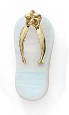 
14k Yellow Gold Light Simulated Opal Flip-Flop Pendant
