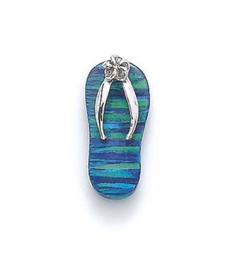 
14k White Dark Blue Simulated Opal Flip-Flop Pendant

