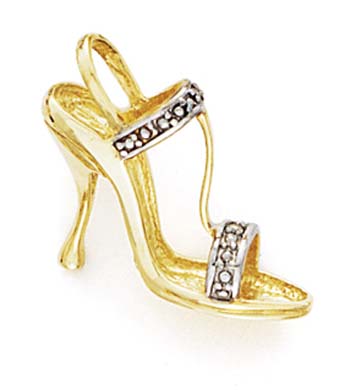 
14k Yellow Gold Diamond High Heel Shoe Pendant
