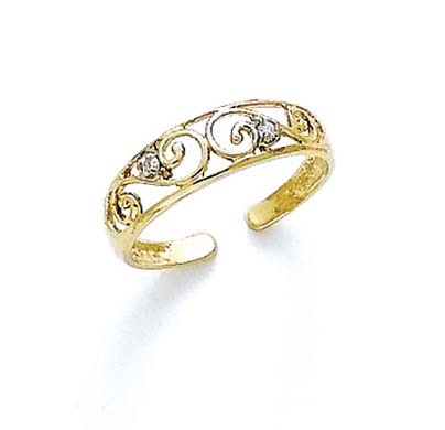 
14k Yellow Gold Diamond Scroll Toe Ring
