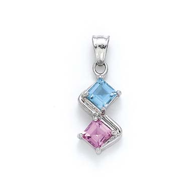 
Sterling Silver Blue Topz Created Pink Sapphire Pendant
