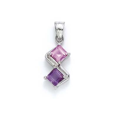 
Sterling Silver Amethyst and Created Pink Sapphire Pendant
