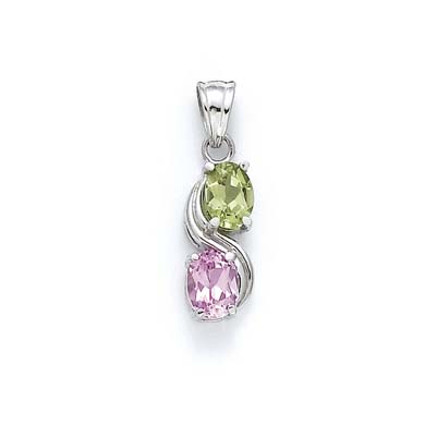 
Sterling Silver Peridot and Created Pink Sapphire Pendant
