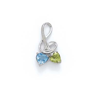 
Sterling Silver Blue Topaz and Peridot Pendant
