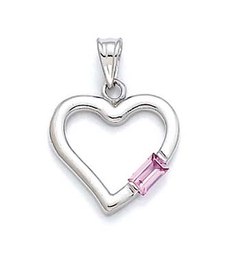 
Sterling Silver Created Pink Sapphire Heart Pendant
