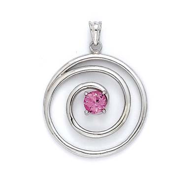 
Sterling Silver Created Pink Sapphire Swirl Pendant
