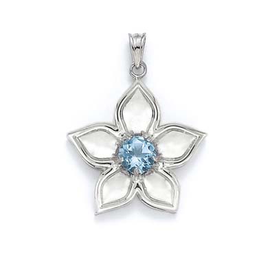 
Sterling Silver Blue Topaz Flower Pendant

