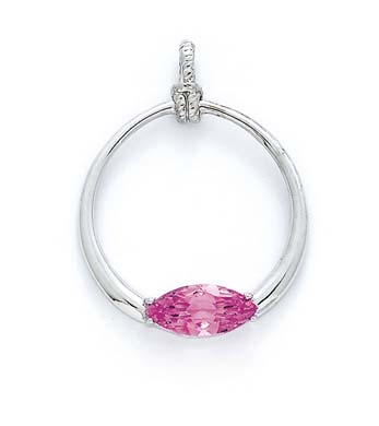 
Sterling Silver Created Pink Sapphire Circle Pendant
