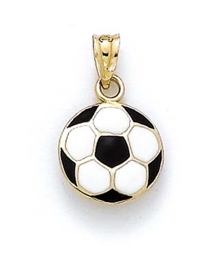 
14k Yellow Gold Black White Enamel Soccer Ball Pendant
