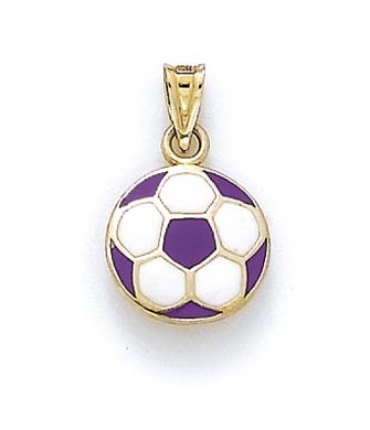 
14k Yellow Gold Purple Enamel Soccer Ball Pendant
