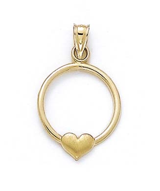 
14k Yellow Gold Heart In Circle Pendant
