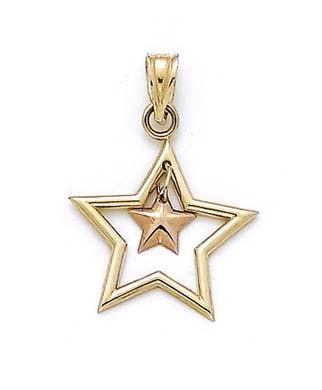 
14k Two-Tone Gold Dangle Star Pendant
