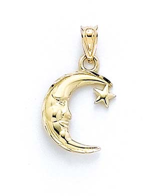 
14k Yellow Gold Moon and Star Pendant
