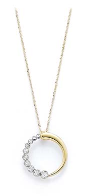 
14k Two-Tone Gold Circle Journey Necklace Pendant
