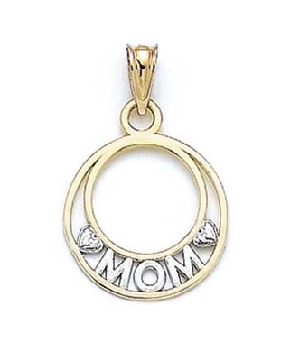
14k Two-Tone Gold Mom In Circle Pendant
