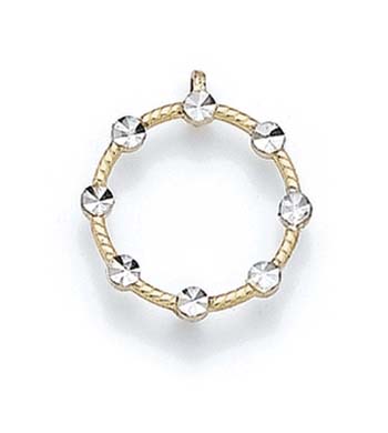 
14k Two-Tone Gold Faux Diamond Circle Pendant
