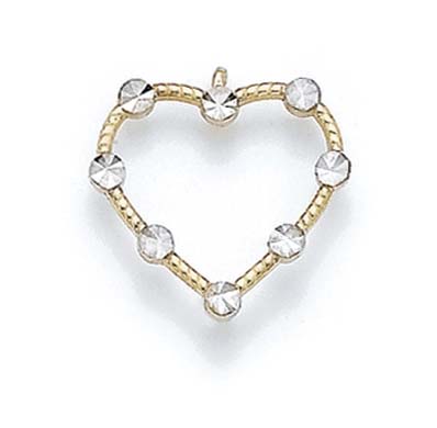 
14k Two-Tone Gold Faux Diamond Heart Pendant
