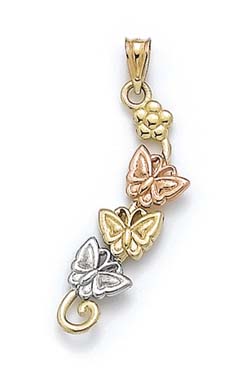 
14k Tricolor Gold Butterfly Pendant
