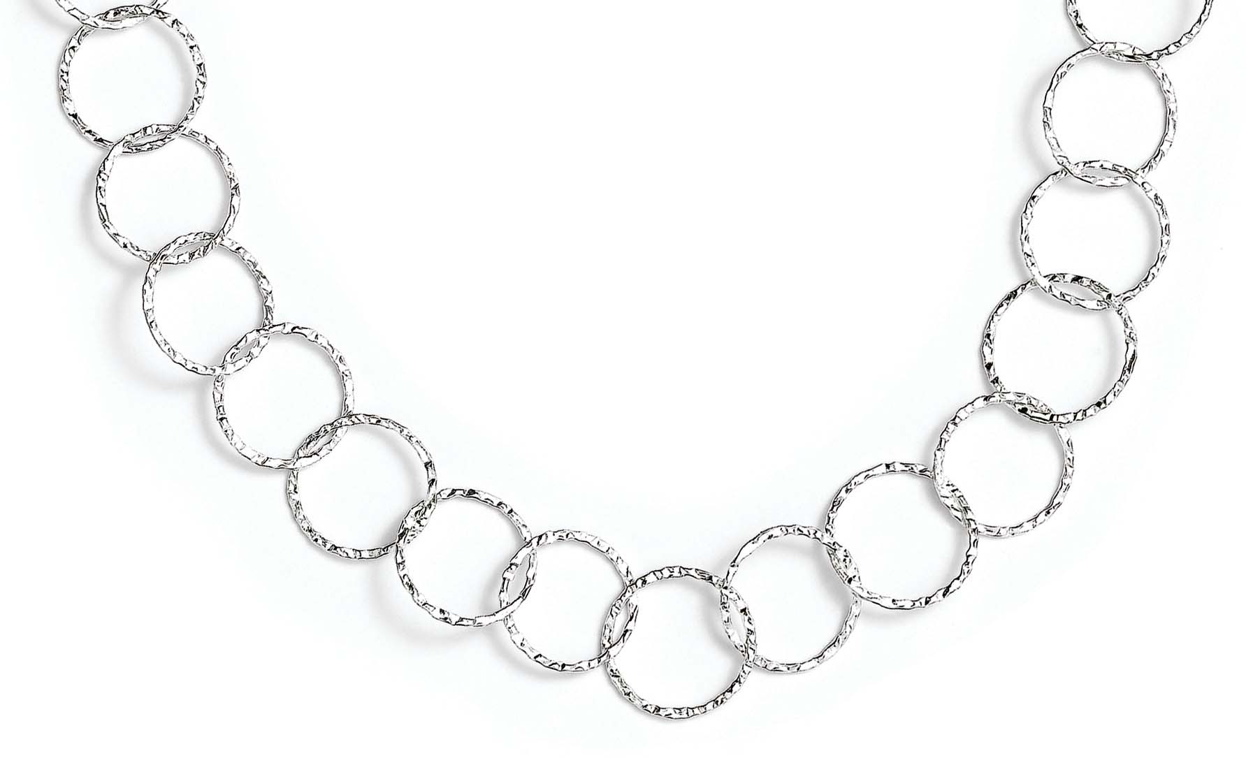 
Sterling Silver Large Hammered Circles 42 Inch Necklace
