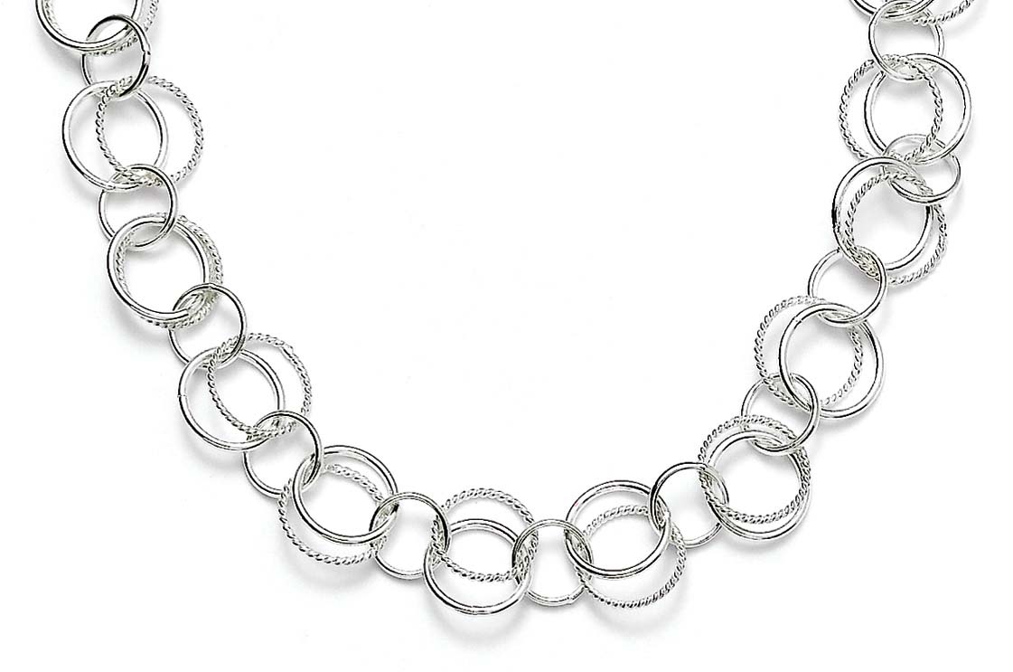 
Sterling Silver Twist Polished Double Links 7.5Inch Bracelet

