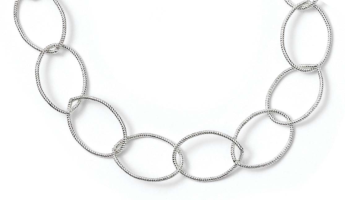 
Sterling Silver Twisted Oval Links 42 Inch Necklace
