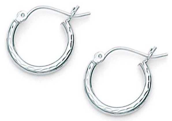 
Sterling Silver 2x20mm Sparkle-Cut Hoop Earrings

