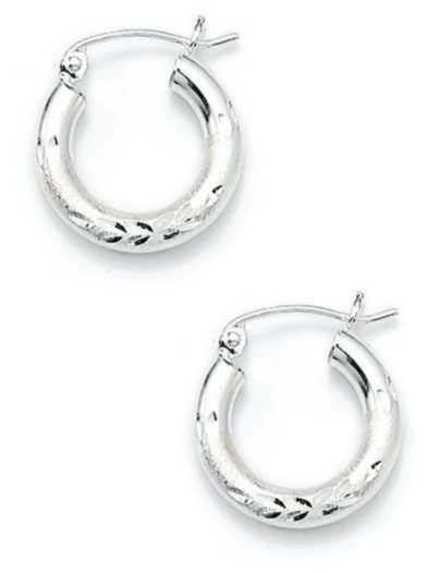 
Sterling Silver 3x16mm Sparkle-Cut Hoop Earrings
