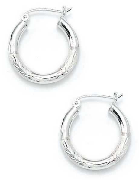 
Sterling Silver 3x20mm Sparkle-Cut Hoop Earrings
