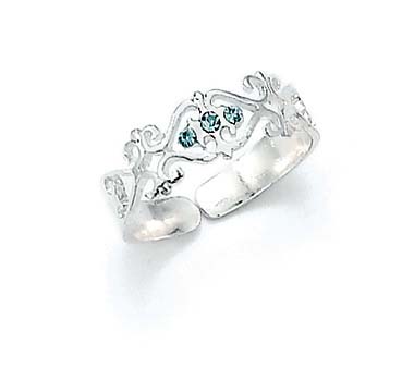 
Sterling Silver Blue Cubic Zirconia Toe Ring
