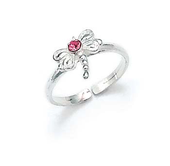 
Sterling Silver Pink Cubic Zirconia Dragonfly Toe Ring
