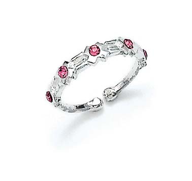 
Sterling Silver Pink Cubic Zirconia X Toe Ring
