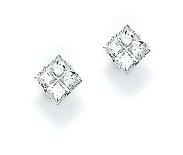 
Sterling Silver 6mm Square Cubic Zirconia Stud Earrings
