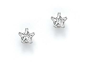 
Sterling Silver 5mm Star Cubic Zirconia Stud Earrings
